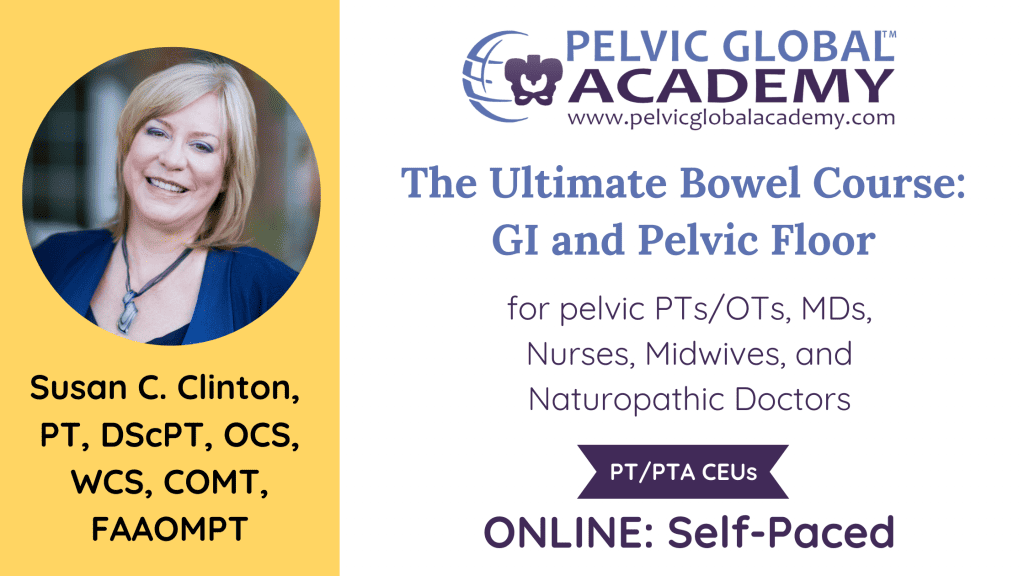 Susan Clinton's Ultimate Bowel course for pelvic physical therapists and medical professionals.